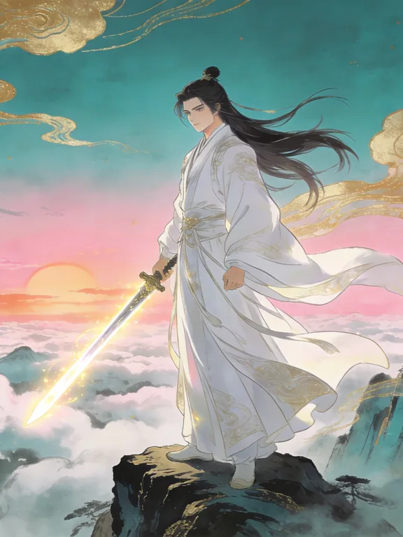 五一漫画玄幻修仙分类封面：一剑破云的东方幻想